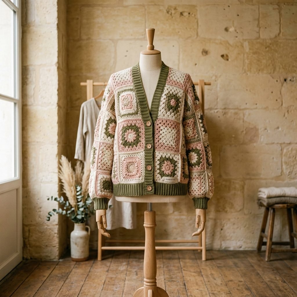 Handcrafted Floral Granny Square Cardigan